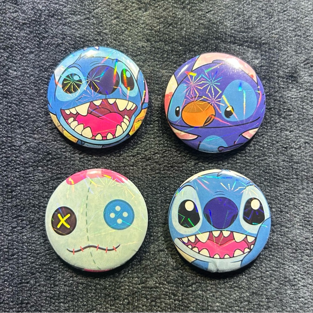 Lilo & Stitch - 4 Button Set (Handmade)
